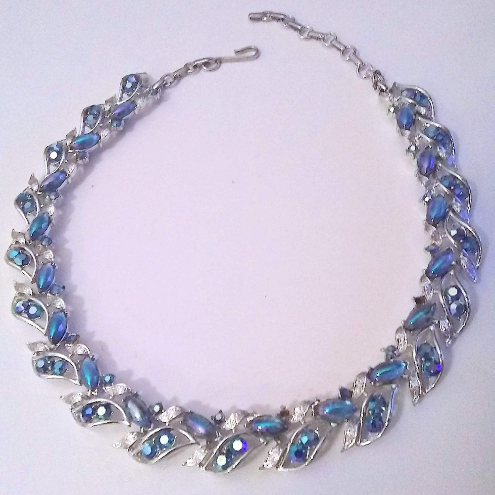 Vintage Silver Blue Purple Lavender Necklace - Picture 1 of 2